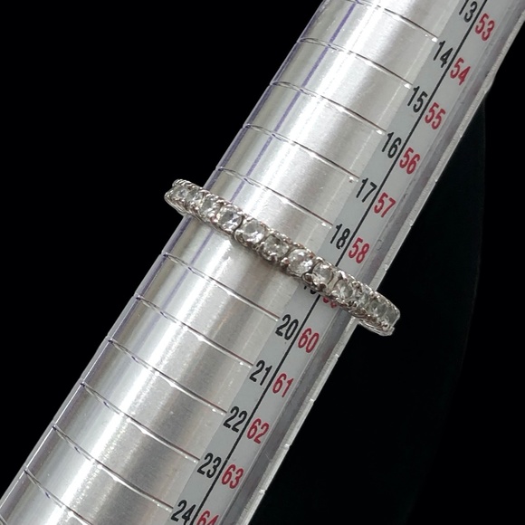 VINTAGE ETERNITY BAND WITH ROUND 2MM CLEAR STONES IN SILVER TONE - Picture 7 of 12